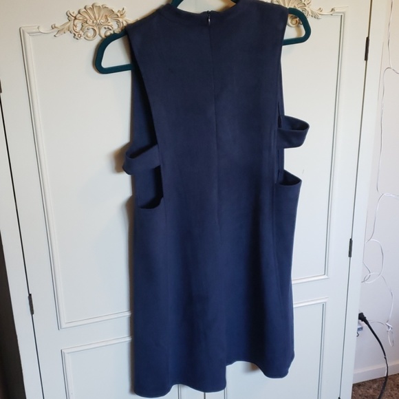 New!! Wishlist Faux Suede Navy Mini Dress in Large - Picture 4 of 8